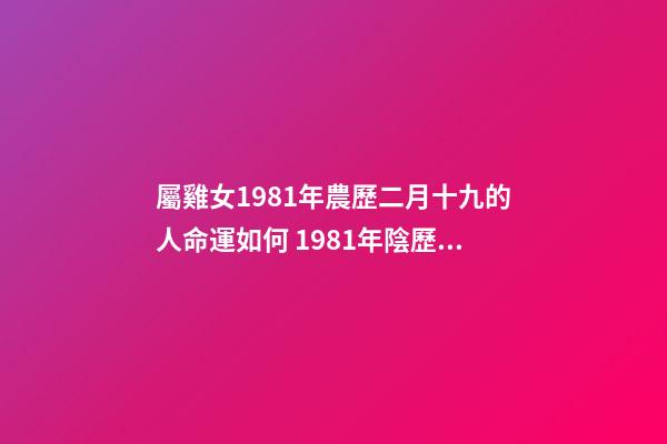 屬雞女1981年農歷二月十九的人命運如何 1981年陰歷2月19日辰時生人的命運
